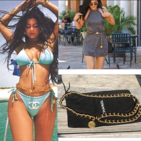 CHANEL Accessories - Chanel✨18K Gold Plated Chain Link leather belt